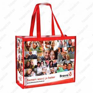 Nonwoven Tela Dikişli Körük Baskılı Çanta 45x36x10cm