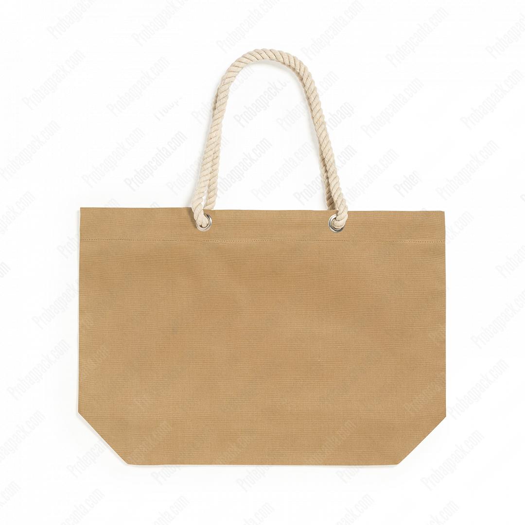 Renkli Gabardin Halat Kulplu Plaj - Tote Bez Çanta 2 Renkli Gabardin Halat Kulplu Plaj - Tote Bez Çanta - Görsel 2