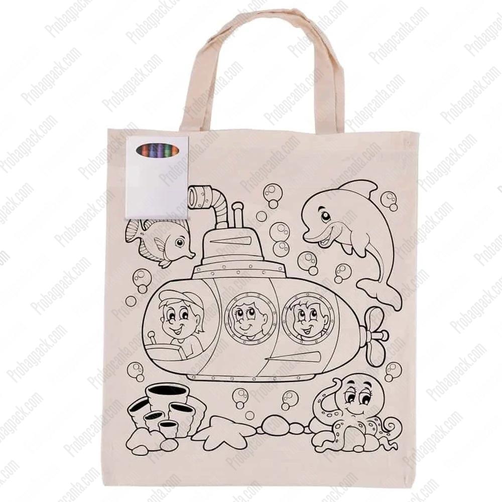 Boyama Kalemli Bez Çanta 1 Boyama Kalemli Bez Çanta