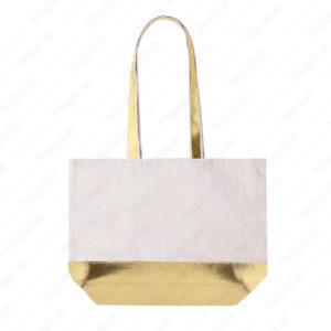 Ham Bez Gabardin Gold Metalize Nonwoven Lamineli Plaj Cantasi Fuar Çantası