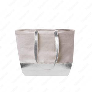 Ham Bez Gabardin Gumus Metalize Nonwoven Lamineli Plaj Cantasi 01