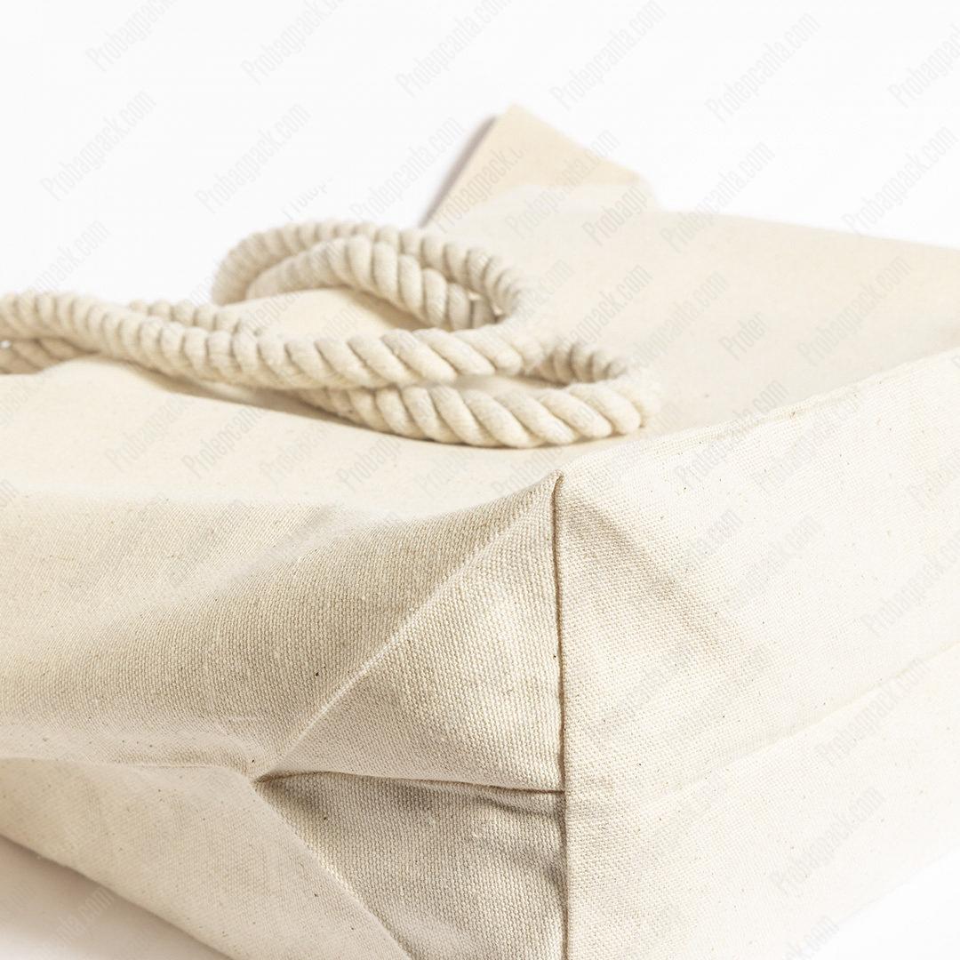 Kanvas Natural Halat Kulplu Plaj - Tote Bez Çanta 3 Kanvas Natural Halat Kulplu Plaj - Tote Bez Çanta - Görsel 3