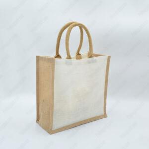 Alternative View Of Natural - Beyaz Jüt Çanta 30X30X15 Cm