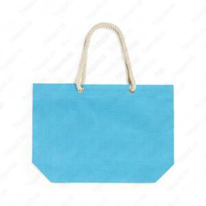 Turkuaz Gabardin Halat Kulplu Plaj Tote Bez Canta