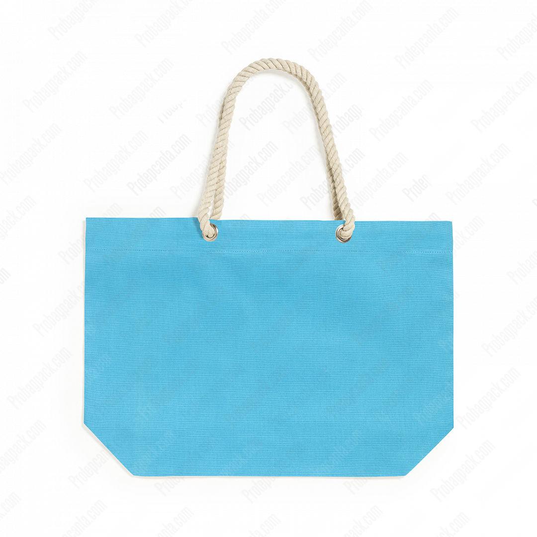 Renkli Gabardin Halat Kulplu Plaj - Tote Bez Çanta 3 Renkli Gabardin Halat Kulplu Plaj - Tote Bez Çanta - Görsel 3