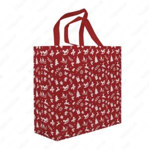 Yeni Yil Noel Mutlu Yillar Ultrasonik Nonwoven Bez Canta 3 Fuar Çantası