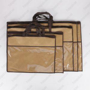 Nonwoven Şeffaf Pvc Li Fermuarlı Kılıf Torba Çanta 5 Bej Biyeli Bej Nonwoven Seffaf Pvcli Fermuarli Canta Kilif Torba