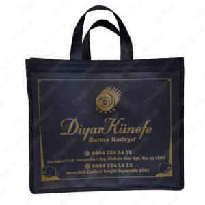 Dikişli Siyah Nonwoven Tela Baklava Çantası