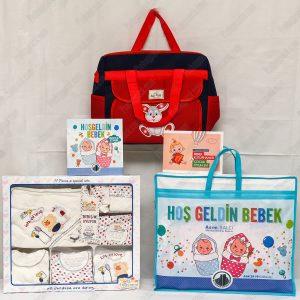 Nonwoven Tela Fermuarlı Hoşgeldin Bebek Projesi Çantası 11 Hosgeldinbebekseti1