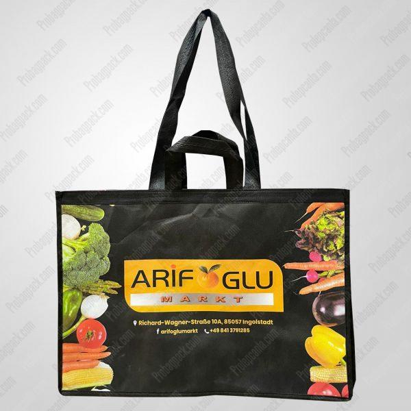 Çift Kulplu Market Nonwoven Tela Çanta 50X37X20 Cm