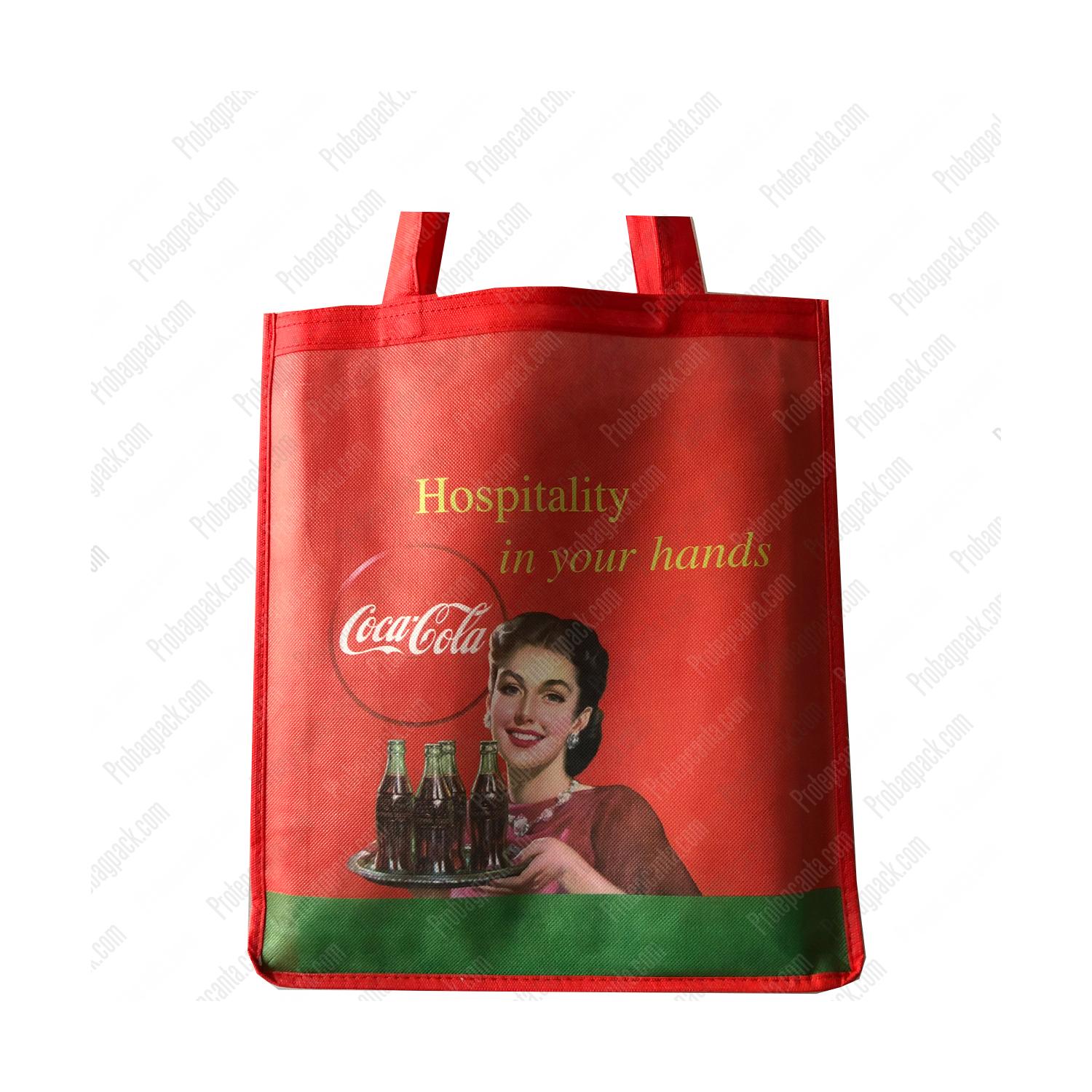 Dikişli Nonwoven Tela Coca Cola Alışveriş Çantası 2 Dikişli Nonwoven Tela Coca Cola Alışveriş Çantası - Görsel 2