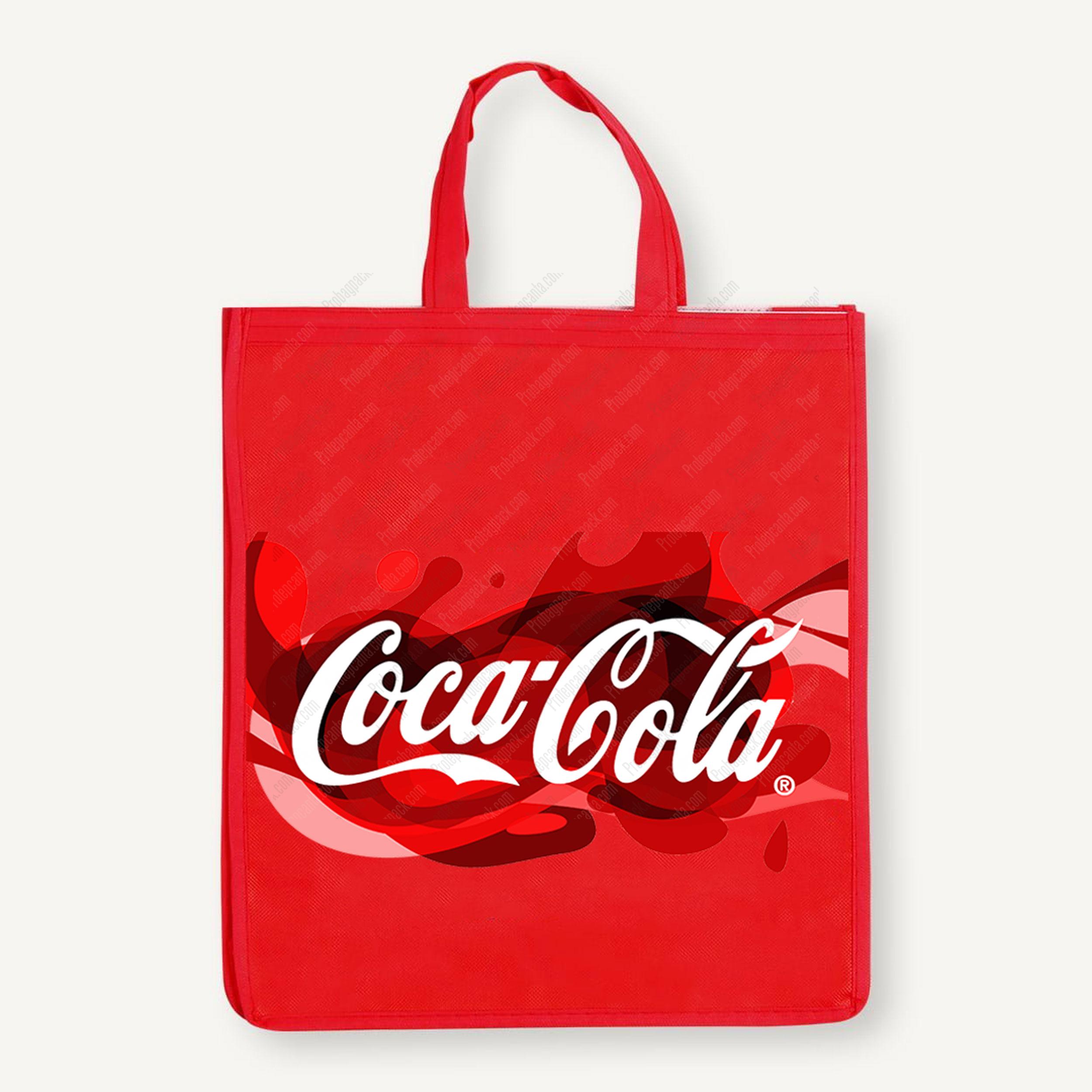 Dikişli Nonwoven Tela Coca Cola Şirket Çantası 1 Dikişli Nonwoven Tela Coca Cola Şirket Çantası