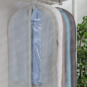 Nonwoven Tela Fermuarlı Pvc Pencereli Takım Elbise Kılıfı 60X160 Cm 10 Nonwoven Tela Elbise Kilifi 60X100 Cm Acik Gri 01