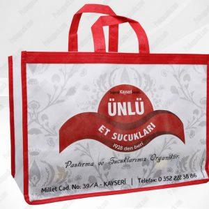 Nonwoven Tela Dikişli Şarküteri Çantası - 35x45x10 cm