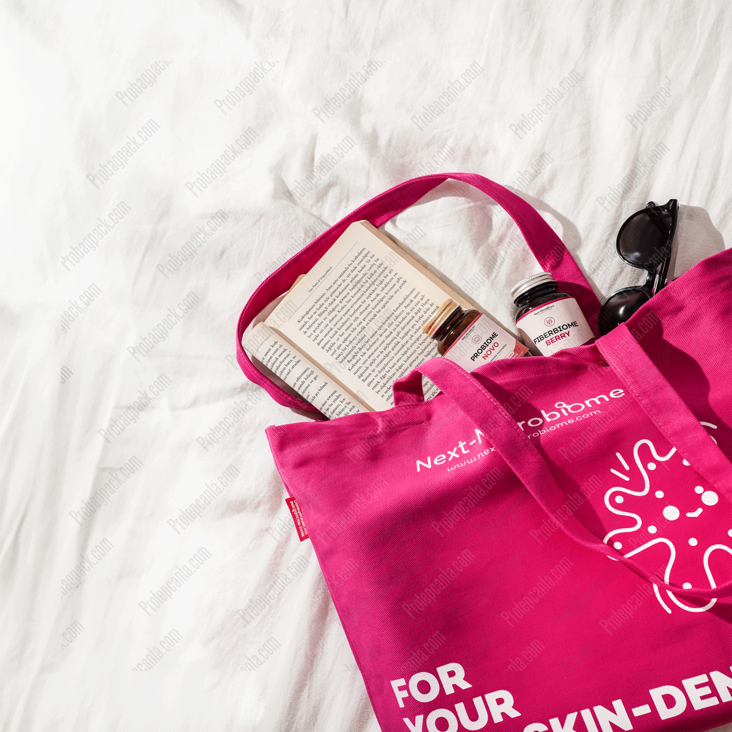 Renkli Pamuk Gabardin Alışveriş Çantası 5 Renkli Pamuk Gabardin Alışveriş Çantası - Görsel 5