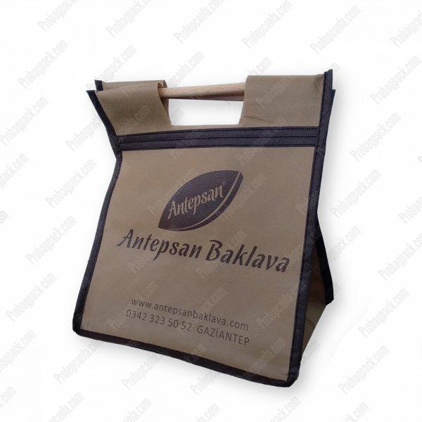 Tahta Kulplu Nonwoven Tela Baklava Çantası