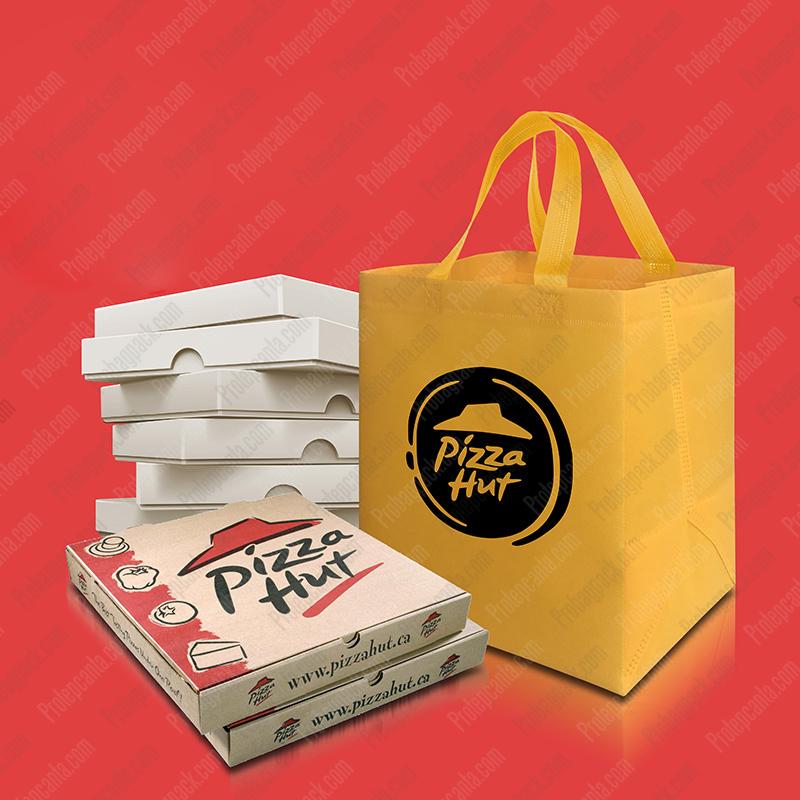 Ultrasonik Körüklü Pizza Kutusu Tela Nonwoven Çanta 1 Ultrasonik Körüklü Pizza Kutusu Tela Nonwoven Çanta